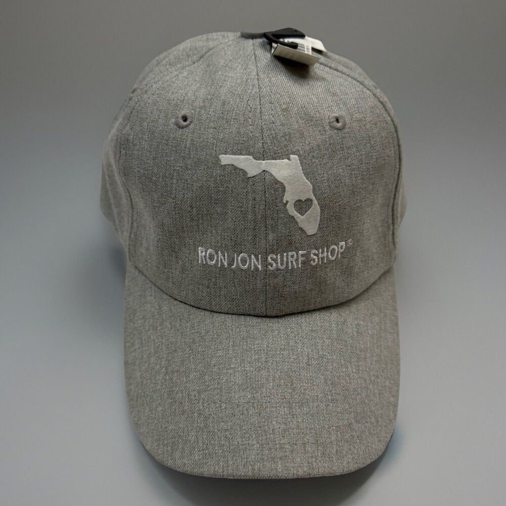Ron Jon Surf Shop Florida Heart Heather Grey Cap Hat NWT One Size